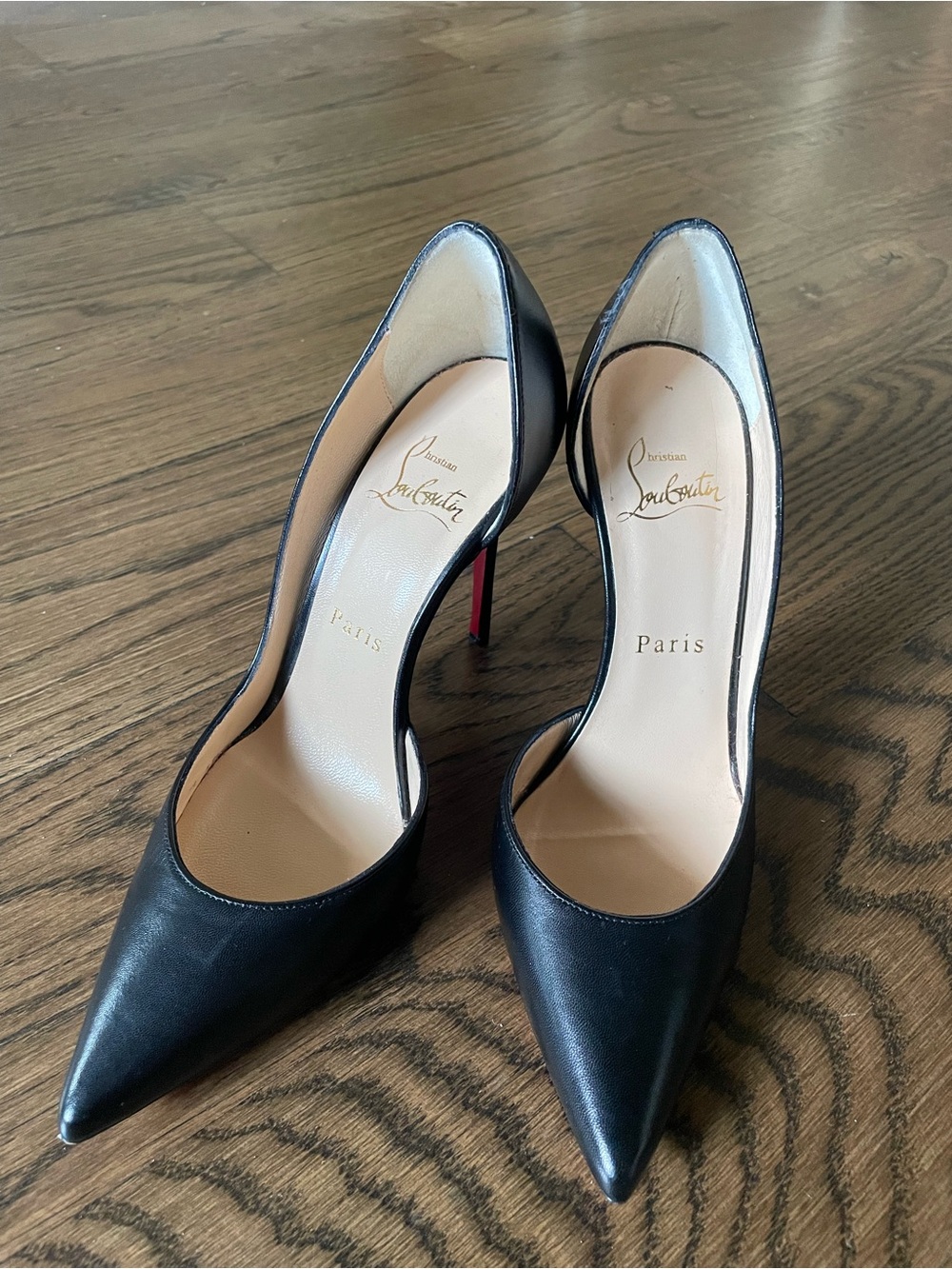 Christian Louboutin Black Leather Pointed-Toe D’orsay Pumps - Size 35 1/2